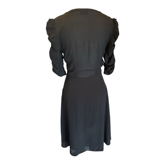 & Other Stories Black Silk Blend Ruched Sleeve Midi Dress 4 Party Cocktail LBD - Picture 9 of 10